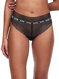 Chantelle X No Icons Briefs Tanga Mid Rise Fischnetz Schwarz Dessous Höschen, schwarz, L