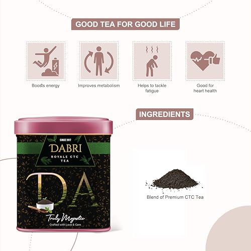 Image of Dabri Assam Royale Black CTC Tea with darjeeling Long Leaf 80gm Combo(Pack of 2 x 80g Each Tin Box)Natural Premium Chai Patti|Strong,Aromatic & Rich|Boosts Energy,Improves Metabolism & Fights Fatigue