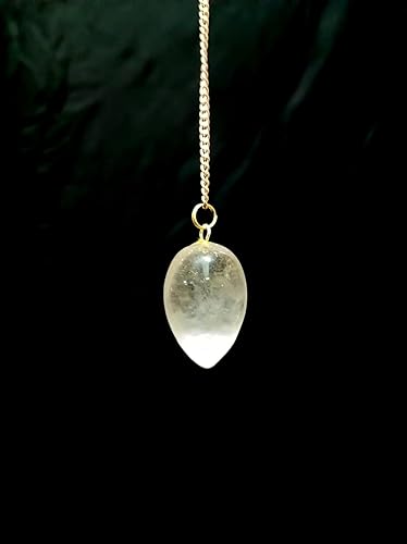 Vista 2 de Péndulo suave de cuarzo de cristal azabache, meditación curativa, Wicca, divino espiritual de aproximadamente 8 pulgadas de largo con cadena