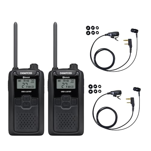 ケンウッド 中継機対応 特定小電力 トランシーバー DEMITOS UBZ-LU27 (Bluetooth対応/非対応) + 対応 イヤホンマイク BLUE CENTURY K012H セット (Bluetooth対応, 2台セット)