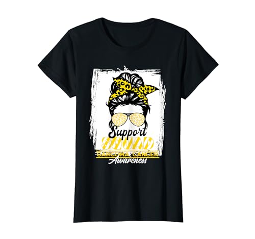 Femme Messy Bun Support Squad I Sarcomata Sarcome Cancer T-Shirt