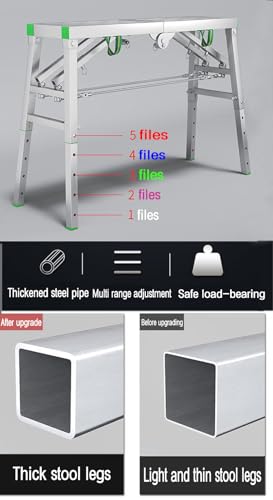 Equipo de andamio y taburete de acero resistente con plataforma de trabajo plegable 6