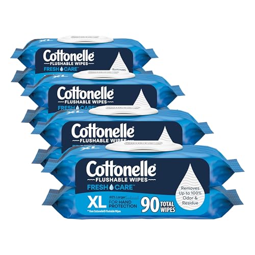 Image of Cottonelle XL Flushable Wet Wipes, Adult Wipes Large, Flip-Top Packs, 45-Wipes Per Pack, Packaging May Vary, (Pack of 8)