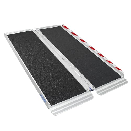 LIEKUMM Wheelchair Ramp, 121.5 x 76 cm Foldable Wheelchair Ramp for Doorways, Portable Ramp for Wheelchairs, Scooters, Antiskid Disabled Access Ramp, 300 kg Capacity
