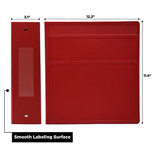Carstens 3- Inch Heavy Duty 3-Ring Binder - Side Opening, Brick Red