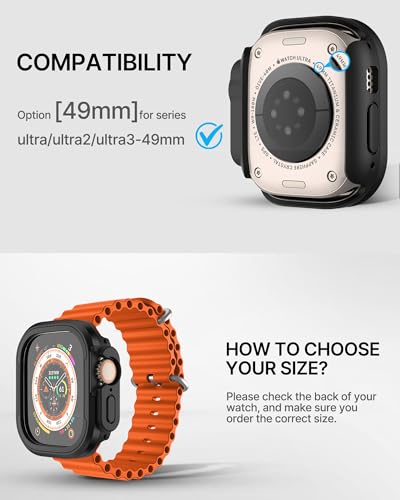 Image of Fullmosa Rugged Armour Hybrid Watch Case Compatible for Apple Watch Series 11 10 9 8 7 Ultra3 2 1, Shockproof Resist Bumper iWatch Cover, Black
