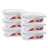 KIT 6 Potes de Vidro Retangular com Tampa Hermética 1040ml Cor:Branco (QH)