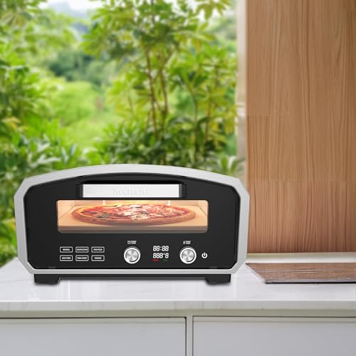 Kenmore Outdoor Indoor Electric Pizza Oven - Makes 13 inch Wood Fired Style Pizza At 850F High Heat, Weather Resistant, 5 Presets, Pizza Stone & Peel, Stainless Steel Horno Electrico - Image 7