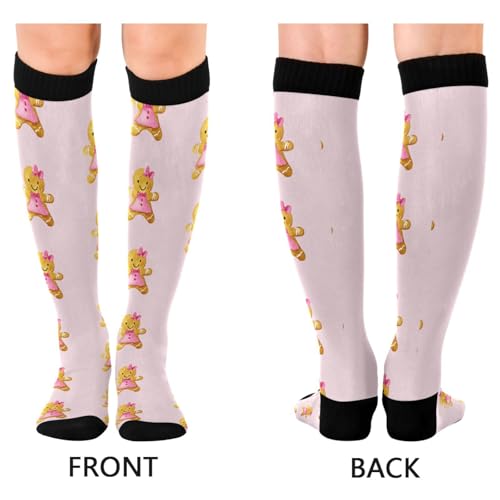 Gingerbread Man Watercolor Compression Socks for Women Men, Circulation Long Knee High Socks Casual Stocking Athletic Tube Sport Sock2
