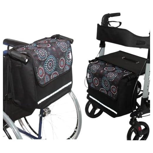 SENIORI Rollator- und Rollstuhltasche – Bequeme Befestigung & viel Stauraum – für Verschiedene Modelle – Mit Reflektor, Klettverschluss & stabiler Form (1. Kreise, Flex)
