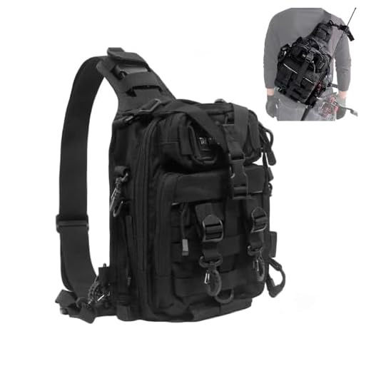 Tactical Sling Backpack Waterproof Shoulder Bag With Waterproof Rainproof Backpack Pack Cover (Black)