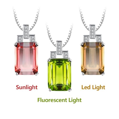 Gemstone Necklaces 6ct Emerald Nano Simulated Zultanite Color Change Diaspore Pendant Necklace 925 Sterling Silver-A653
