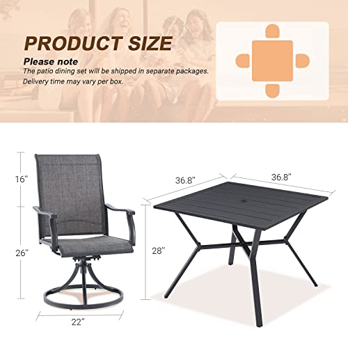 Vicllax 5 Piece Outdoor Patio Table And Chair Set For 4, Outdoor Dining Set With 4 Swivel Patio Chairs With Breathable Fabric And 1 Outdoor Dining Table For Backyard Garden Deck,36" Grey #TOP6