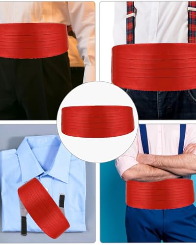 KGDUYC 1pcs Satin Kummerbund Herren Kummerbund Männer für Smoking Frack Anzug Hemd, Verstellbar Band, schärpe für tuxedo (Rot)