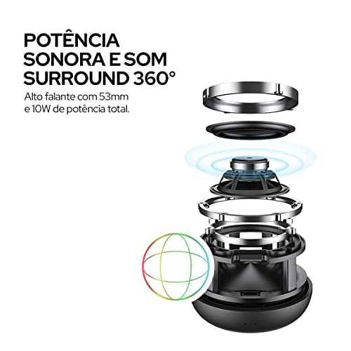 WB Caixa de Som Bluetooth Knud portátil com 10W de potência, 8 Horas de Bateria, Proteção IPX6 resis