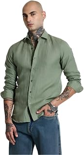 SNITCH Men Casual Shirt | Slim Fit Full Sleeve Classic Collar Solid Pattern | 100% Linen, Breathable & Lightweight Fabric,... Price In India