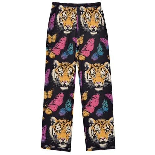 Boy's Pants Tiger Colorful Butterfly Jogger Pants Elastic Waist Long Bottoms Trousers with Pockets 6-14 Years
