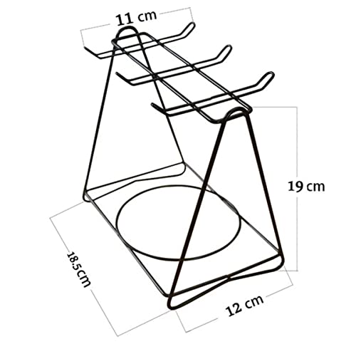 Biluer Coffee Cup Holder Stainless Steel Stand for 6 Coffee Cups Saucers Spoon Sets Tea Service Display Stand (Black) - Image 2