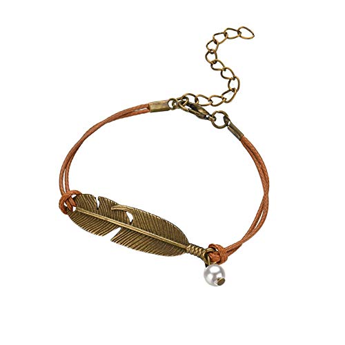 Preisvergleich Produktbild MoGist Armband Goldener Metall Blatt Anhänger Armbänder Damen Schmuck Armkettchen Kettenarmband Zubehör Geschenk
