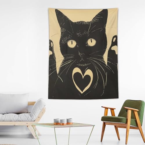 Tapisserie murale pour chambre ado et couverture murale salon esthétique chat