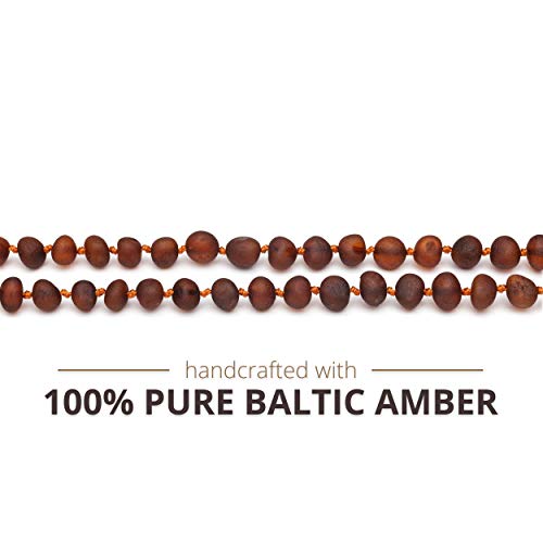 Meraki Adult Baltic Amber Necklace - Raw Unpolished Baroque Baltic Amber Necklace | Certified Genuine Baltic Amber Necklace | Cognac Color (18 Inches) #TOP3