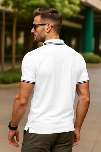 Image of Dagcros Classic Men's Polo T-Shirt with White Trim, Short Sleeve for Mens
