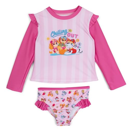 Paw Patrol Toddler Girls Rash Guard and Bikini Bottom Swim Set UPF 50+ Pink 5T