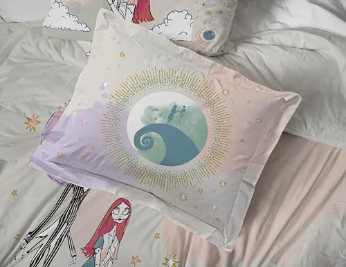 Image of Disney Nightmare Before Christmas Full Comforter Set 7 Piece, Multi | Jack Skellington Sally, Bed in a Bag, Comforter Sheets Shams Pillowcases, Soft Microfiber, Machine Washable, Girls Gift