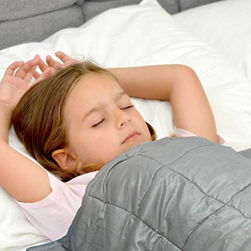 Waowoo Weighted Blanket For Kids, (4Lbs 36"X48") For Restful Sleep, Premium Material With Glass Beads (Dark Gery) #TOP1