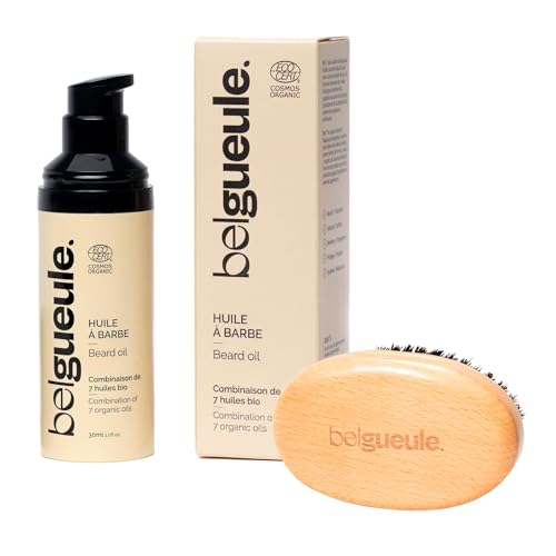 Kit entretien barbe Belgueule : brosse en sanglier et huile bio premium