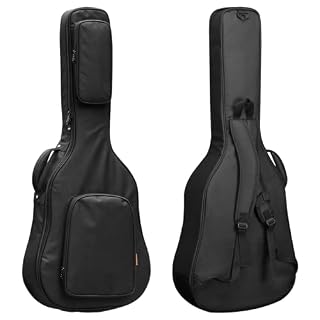 Housse de Guitare Acoustique de 41 Pouces, Sac à Dos Rembourré de Guitare 24MM, Etanche Guitare Etui de Transport, Guitar Gig Bag Case avec Poches Externes, Indéchirable 600D Oxford Tissu, Noir - Les Beatles, Paul McCartney, John Lennon, RIngo Starr, George Harrison
