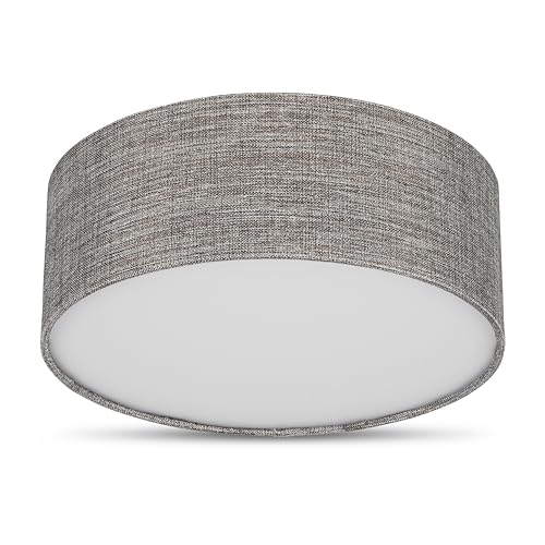 REV Plafonnier - Plafonnier rond de 30 cm avec abat-jour en tissu au look vintage - idéal pour la chambre à coucher et le salon, brun-argenté