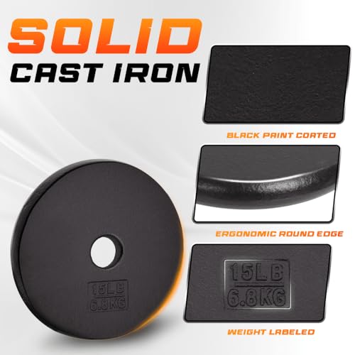 Yes4All 1-inch Cast Iron Weight Plates for Dumbbells – Standard Weight Plates (15 lbs, Pair) by Yes4All - Image 3