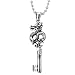 COOLSTEELANDBEYOND Unisex Vintage Antique Dragon Clé Pendentif Collier Homme Femmes Acier Inoxydable - 60CM Chaîne de Boule
