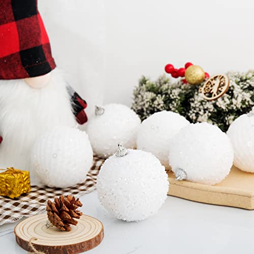 3.15" Christmas Ball Ornaments 12 Pcs Glitter Sequin Foam Ball Shatterproof Christmas Decorations Tree Balls Xmas Hanging Balls For Xmas Trees Wedding Party Holiday Decorations(White) #TOP7