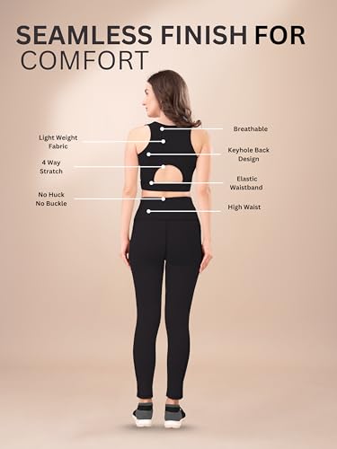 Image of High-Waist Track Suit, Co-ord Set for Women's, Gym wear 2-Piece Workout Set, Sports Bra and Bottom Set, Sports Running Suits, Yoga Wear