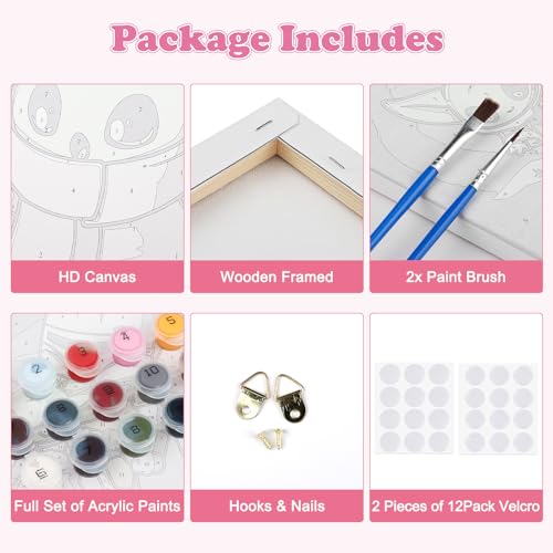 NAIMOER Pintura de flores por números, pacote com 4 pinturas emolduradas por números para crianças e