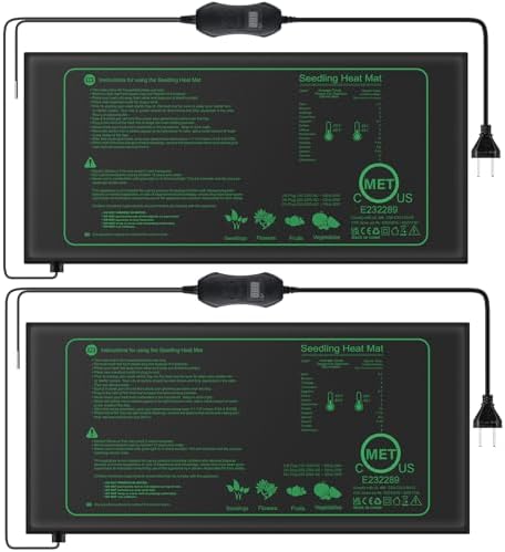 Mojimdo 50W Heizmatte Pflanzen mit Thermostat - Schnelle Erwärmung, Feuerschutz, Wärmematte zur Keimung und Temperatur-Regulierung, ideal für Sämlinge, Haustiere und Reptilien (2er