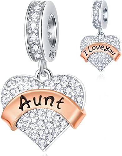 Family Charms, 925 Sterling Silver Mother Father Daughter Son Sister,Godmother Goddaughter Nana,Husband Wife,Aunt,Faith,Best Friends,I Love You Heart Pendant,fit for Birthday/European DIY Bracelet