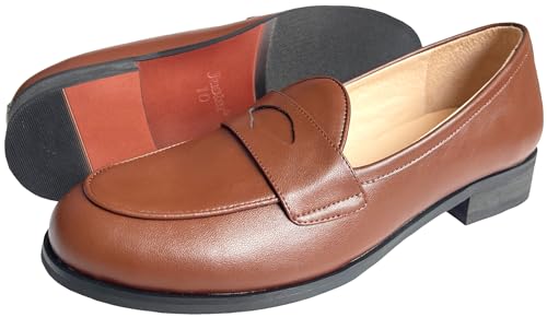 Image of Justar Men's Leather Penny Loafers Slip-On Tuxedo Dress Shoes Belgian for Business Casual Office