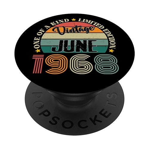56 Year Old Vintage June 1968 56th Birthday Retro PopSockets Swappable PopGrip