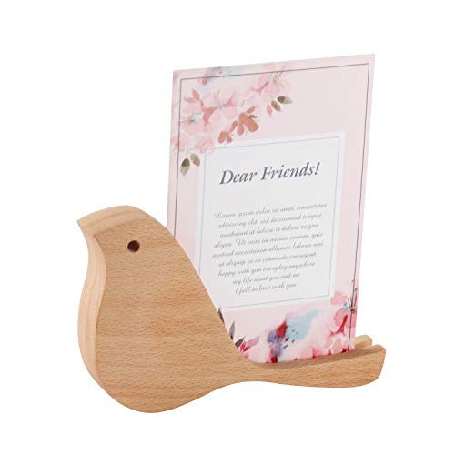 YOYAI Unique Design Bird Shape Wood Acrylic Sign Holder Stand Wooden Menu Holders Table Number Display Stands Place Card Holders Perfect for Coffee Shops Restaurants (Beech Wood)