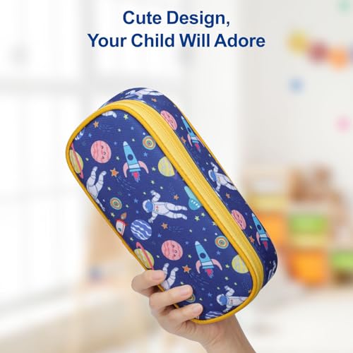 Image of Bagseri Pencil Case for Kids - Large Capacity Pencil Pouch for Boys Pencil Box Organizer Cute Pencil Bag for Student School, Pen Case Only (Space Astronauts)