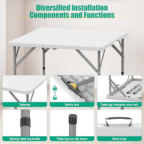 34'' Square Folding Card Table 2 Pcs,Dining Table with Handle & Safety Lock - image 4