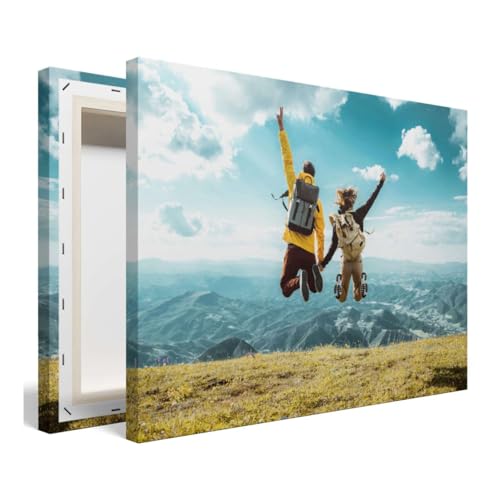 PICANOVA - Custom Canvas Print With Your Photo 120 x 80 cm - Personalized Wall Art With Picture & Text - Stretched on Wooden Frame