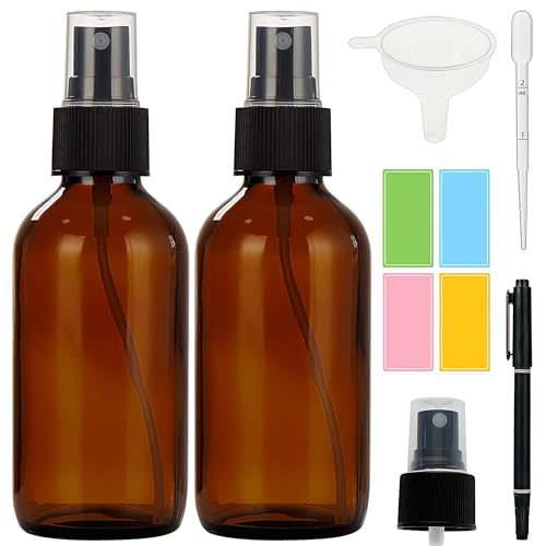 Bastelica Dark Amber Glass Spray Bottles 4 oz, Small Glass