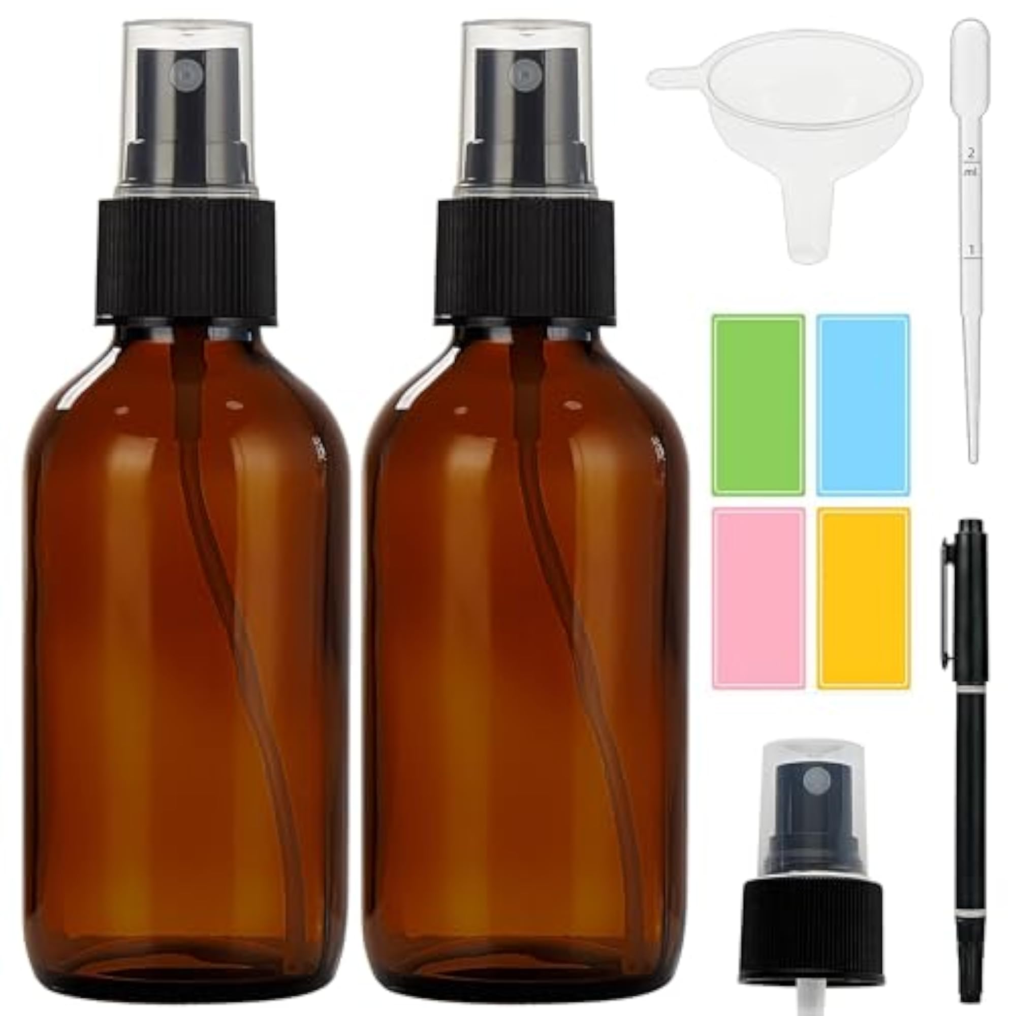 Dark Amber Glass Spray Bottles Set, Essential Oil Essential