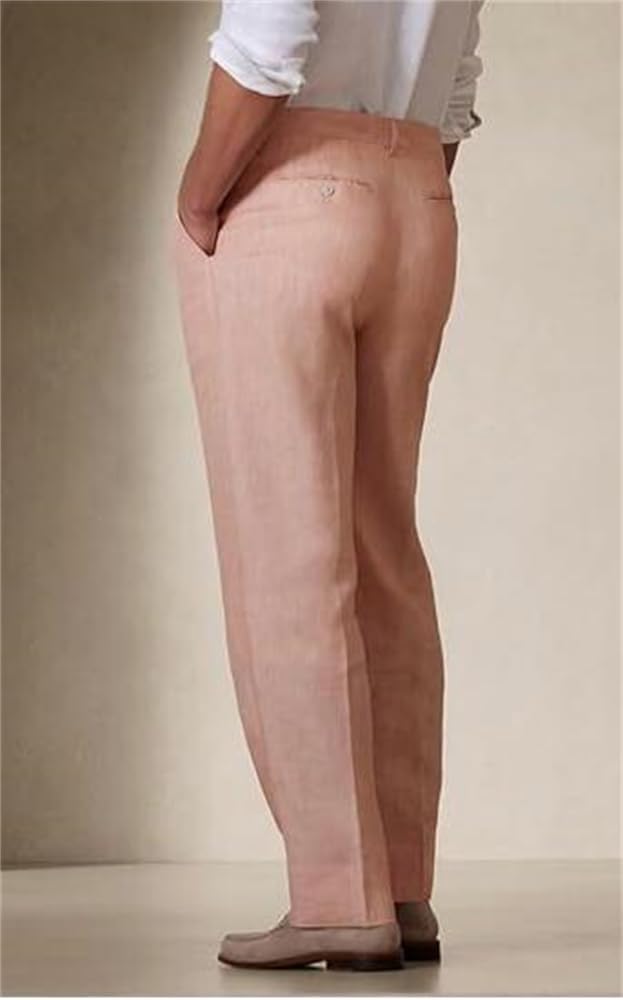 Mens Linen Pants Men's Dress Pants Classic Slim Fit Pants Lightweight Trousers Business Party Wedding