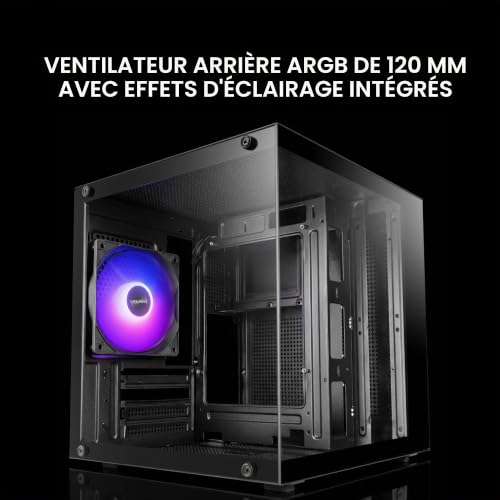Boîtier PC Mars Gaming MC CUBE MicroATX ultracompact verre trempé ventilateur ARGB 120 mm - vue 4