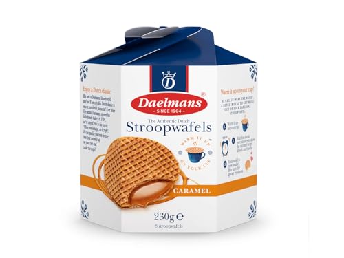 Daelmans Stroopwafels Hexagon Box 8 Dutch Caramel Waffles 8cm Diameter 230g Classic Coffee Snack